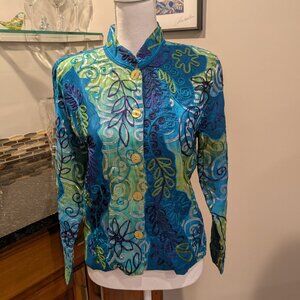 Florissant New York Vintage Art Wear Jacket - Vibrant Appliqué Silk Blend Bolero